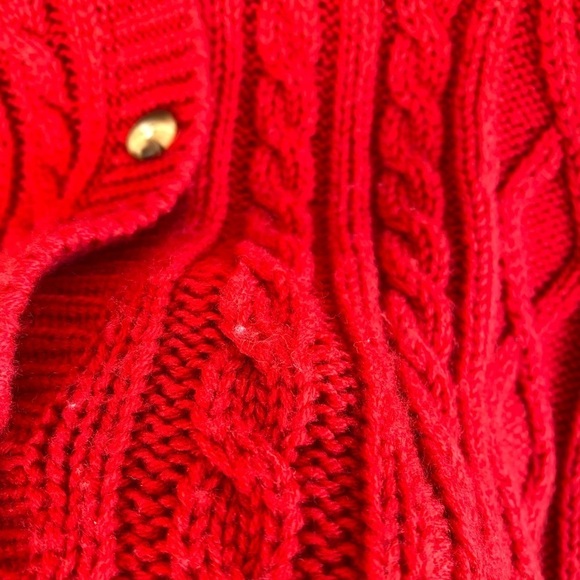 Vintage Karen Scott Red Fishermen Style Woven Cardigan Sweater - Picture 3 of 4